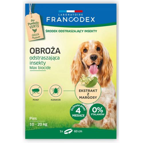 Obroża dla psów 10-20kg odstraszająca insekty 60cm Francodex