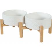 Zestaw 2 misek ceramicznych na drewnianym stojaku 2x0,7l Zolux