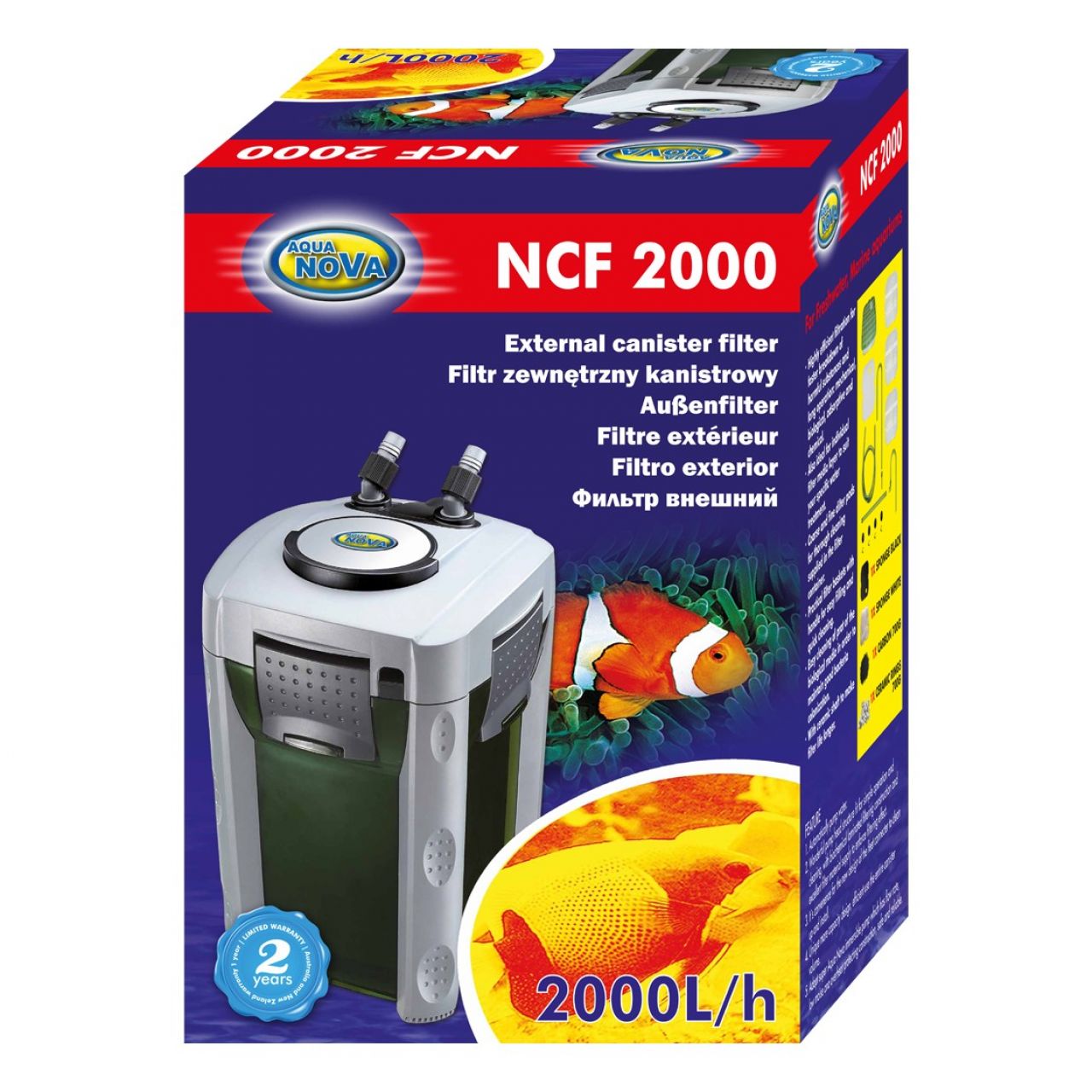 NCF-2000 Filtr zewnętrzny kubełkowy do akwarium do 800l Aqua Nova