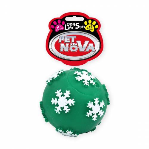 Pet Nova Winylowa piłka zimowa z płatkami śniegu 7,5cm