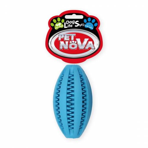 Piłka dental Rugby z naturalnej gumy aromat miętowy 11cm Pet Nova