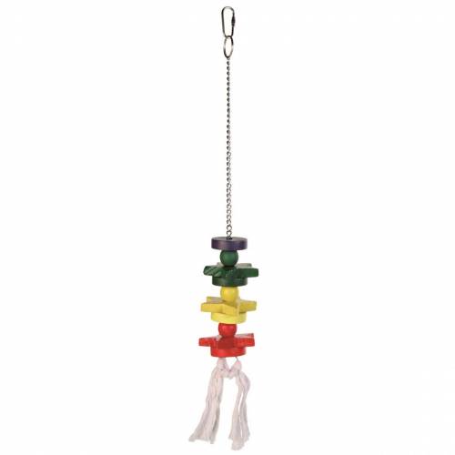 Trixie Kolorowa, drewniana zabawka na łańcuszku dla papug 30cm